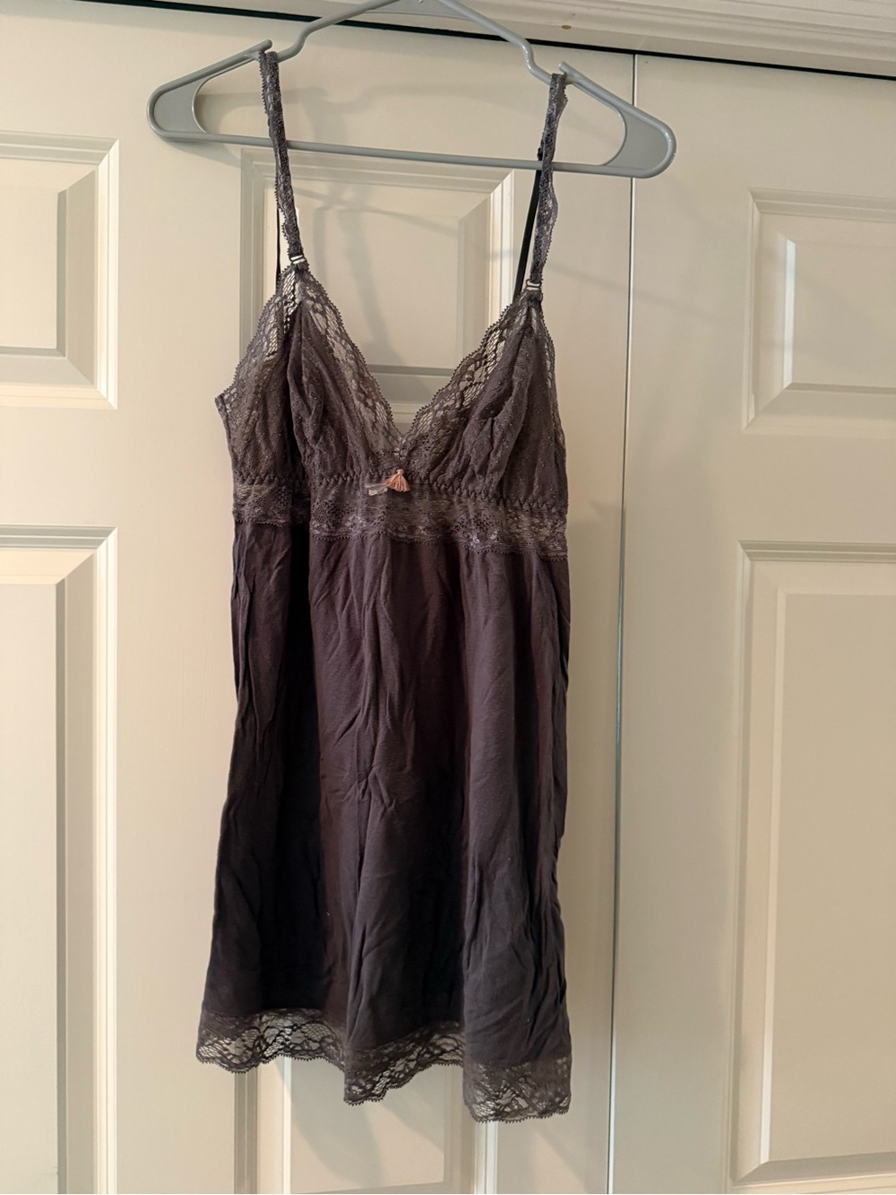 Eberjey Lace-Trim Chemise in Dark Charcoal - Picture 2 of 4